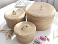 Japanese-style linen tabletop storage basket – view 1