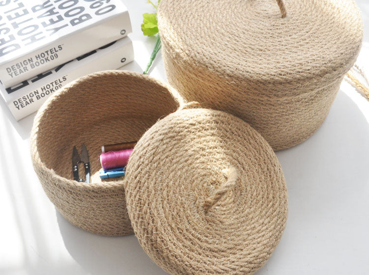 Japanese-style linen tabletop storage basket – view 2