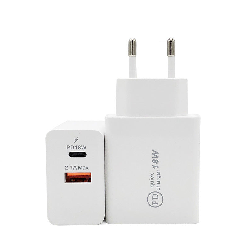 Compact 18W USB-C wall charger plug