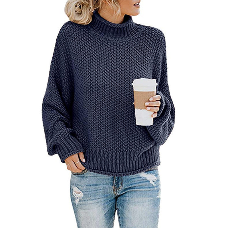 Women's chunky knit turtleneck sweater – view 8