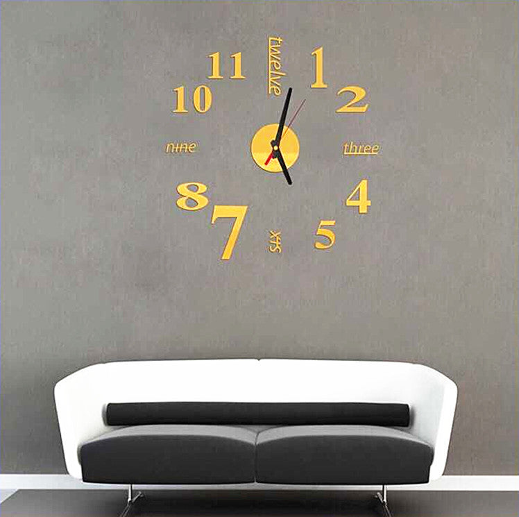 DIY 3D acrylic mirror wall clock – view 2