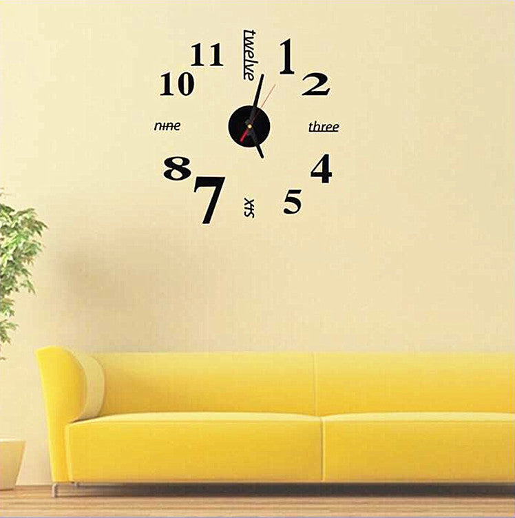 DIY 3D acrylic mirror wall clock – view 1