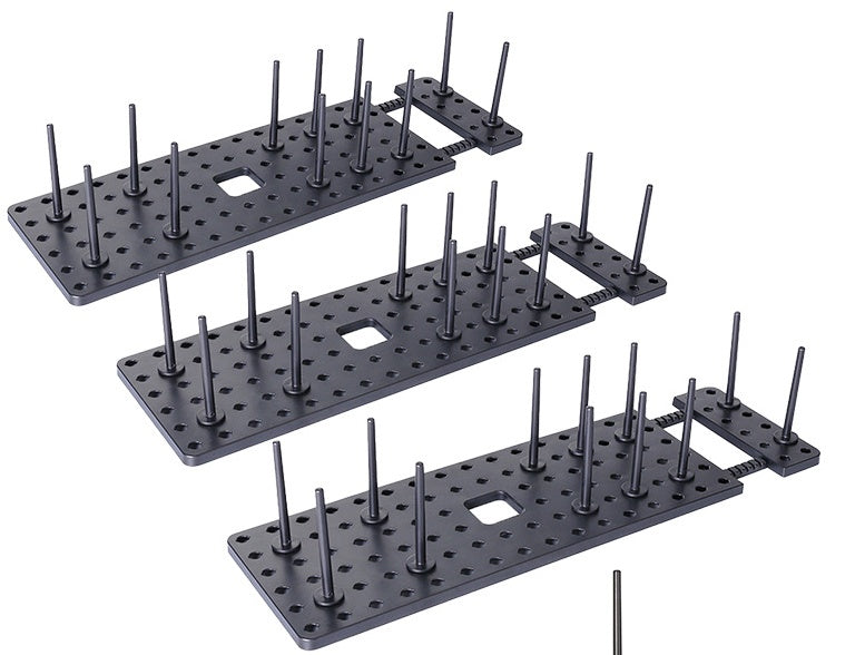Dish rack pegs and sliding base for plates