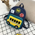 Blue preschool bus backpack with padded straps