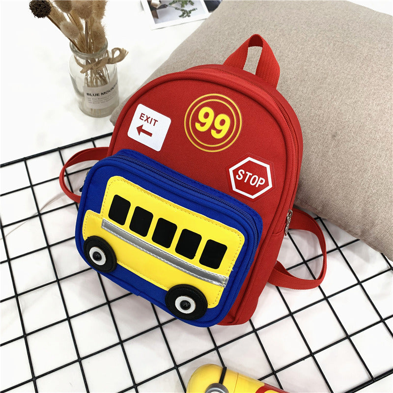 Red preschool bus backpack