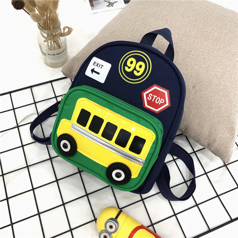 Navy preschool bus backpack for daycare