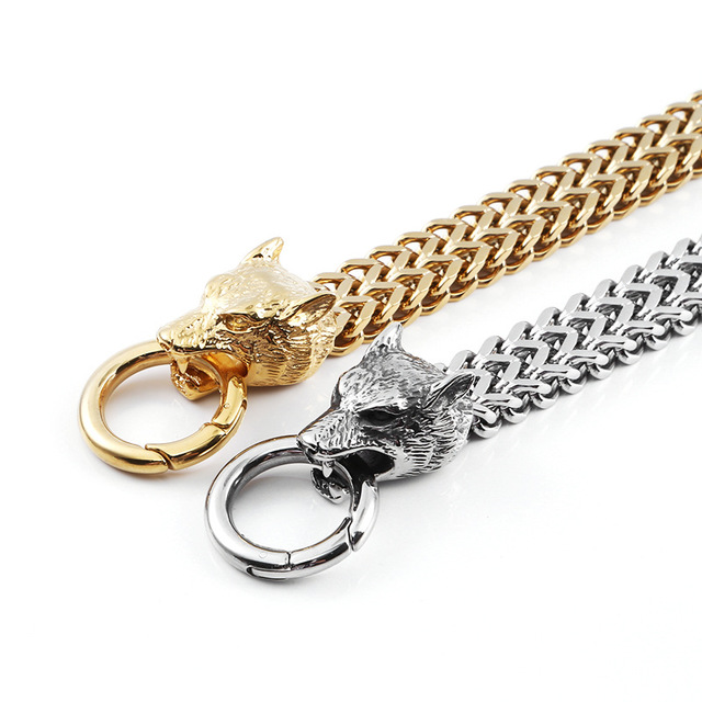 Stainless Steel Wolf Head Chain Bracelet - view 6