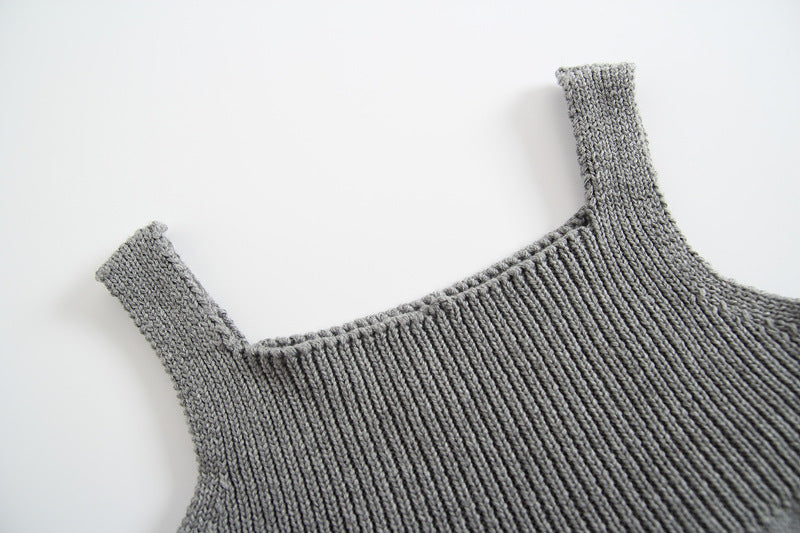 Grey baby knit sweater romper – view 3