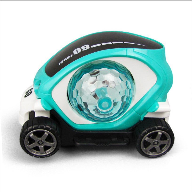Teal and white light-up toy car