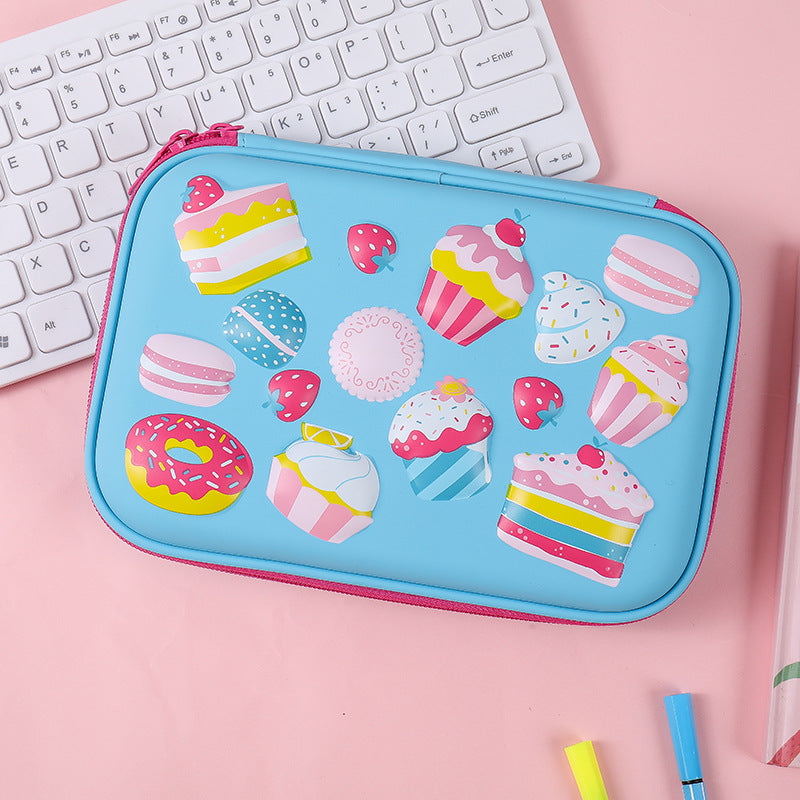 Blue cake puffy EVA pencil case