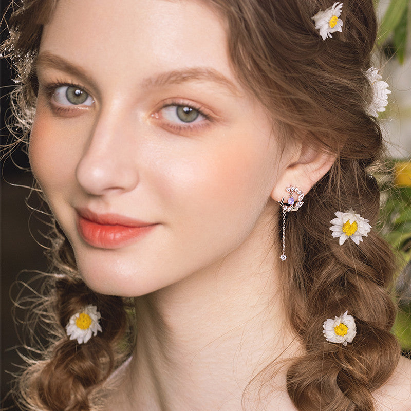 Crystal Flower Drop Earrings - view 2