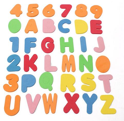36 colourful foam bath letters A-Z and numbers 0-9