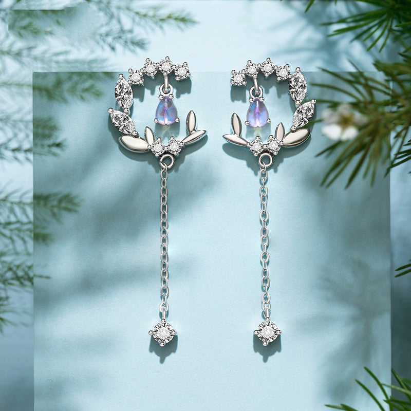 Crystal Flower Drop Earrings - view 6