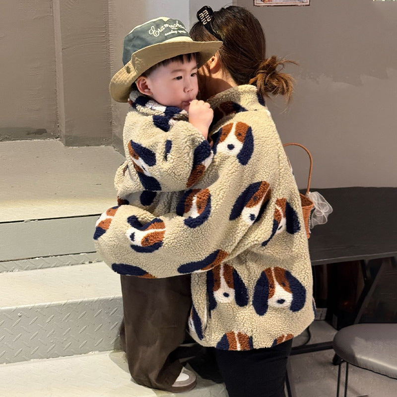 Kids' Printed Sherpa Fleece Zip Jacket