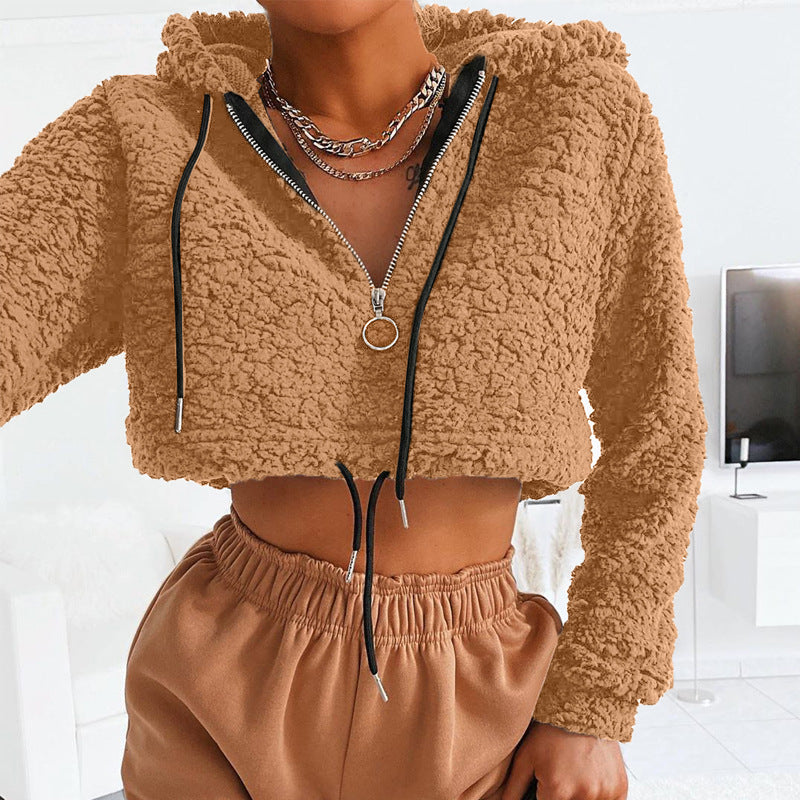 Women's Teddy Fleece Zip Crop Hoodie – view 2