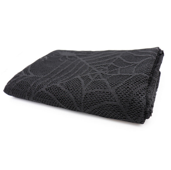 Black spider web lace Halloween tablecloth – view 2