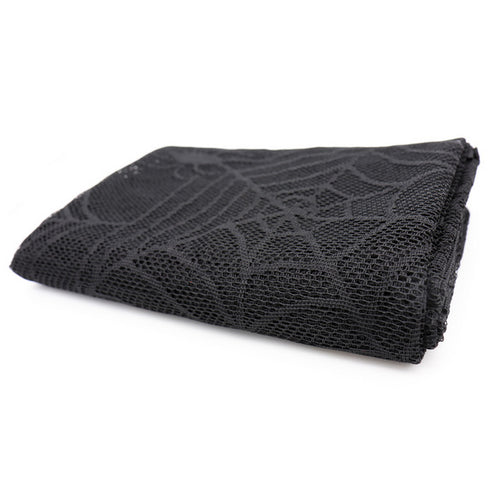 Black spider web lace Halloween tablecloth – view 2