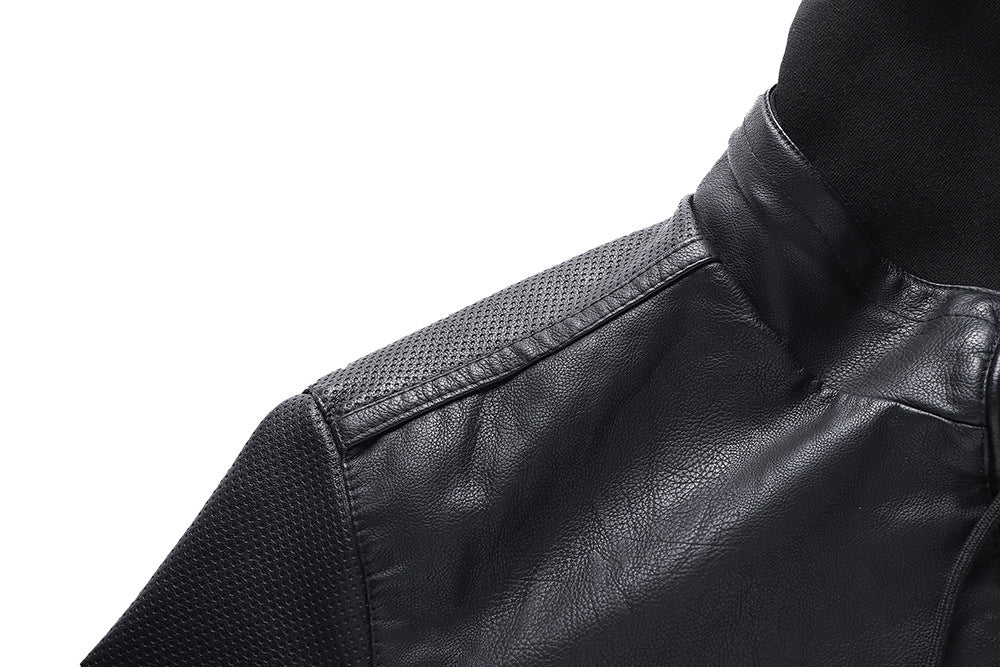 Men's Hooded Faux Leather Jacket - view 7