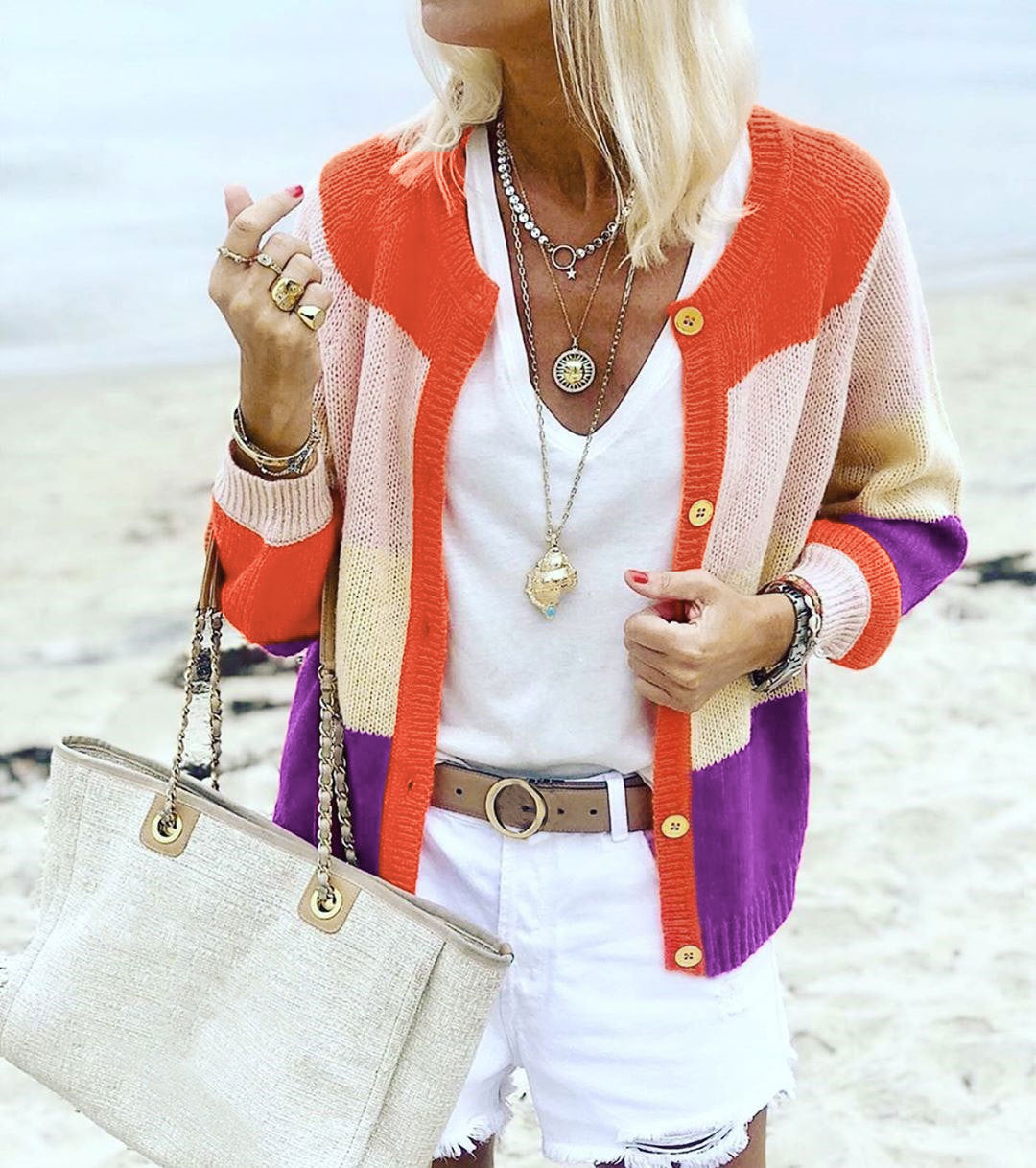 Women's Colour-Block Knit Cardigan - view 4