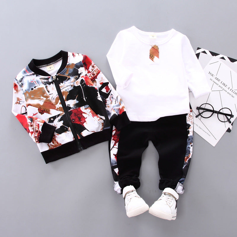 Toddler Boys' Printed Jacket, Tee & Pants Set