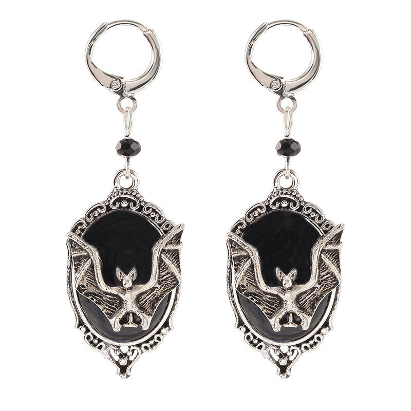 Black Bat Cameo Earrings – view 2