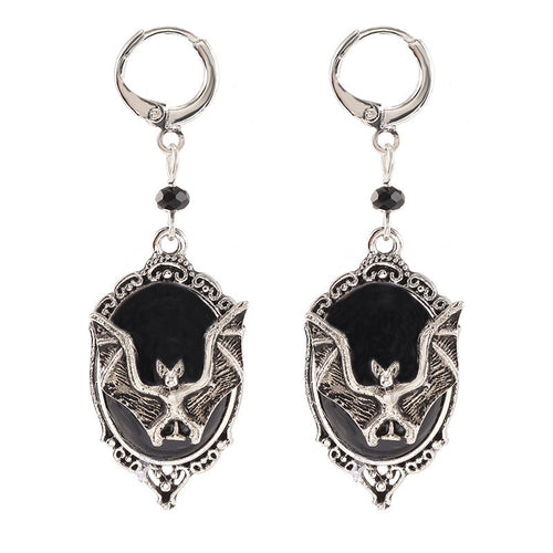 Black Bat Cameo Earrings – view 2