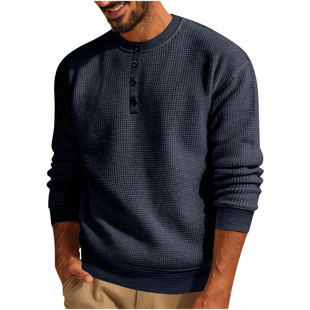 Men's Waffle-Knit Long Sleeve Henley - view 9