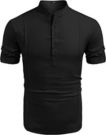 Men's linen henley short sleeve shirt – view 9