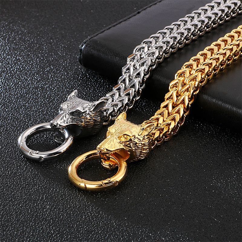 Stainless Steel Wolf Head Chain Bracelet - view 5