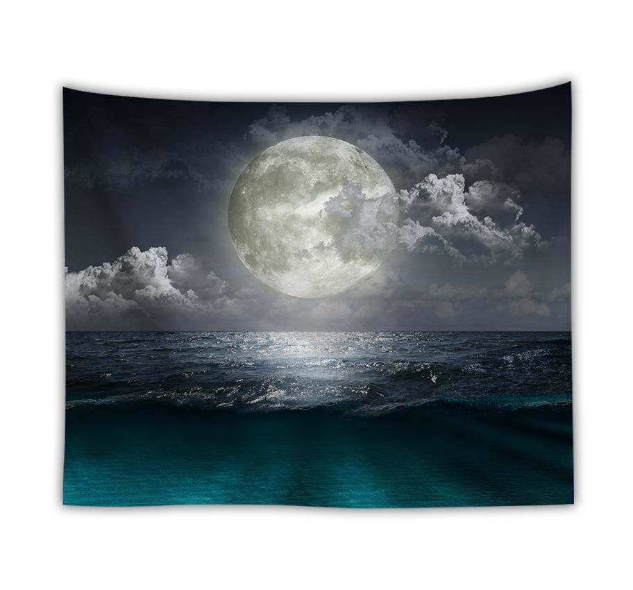 Ocean and moon nature wall tapestry – view 3