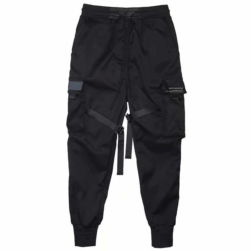 Men's Black Strap Cargo Joggers – view 1