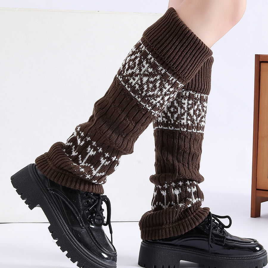 Women's Fair Isle knit mid-calf winter boot socks