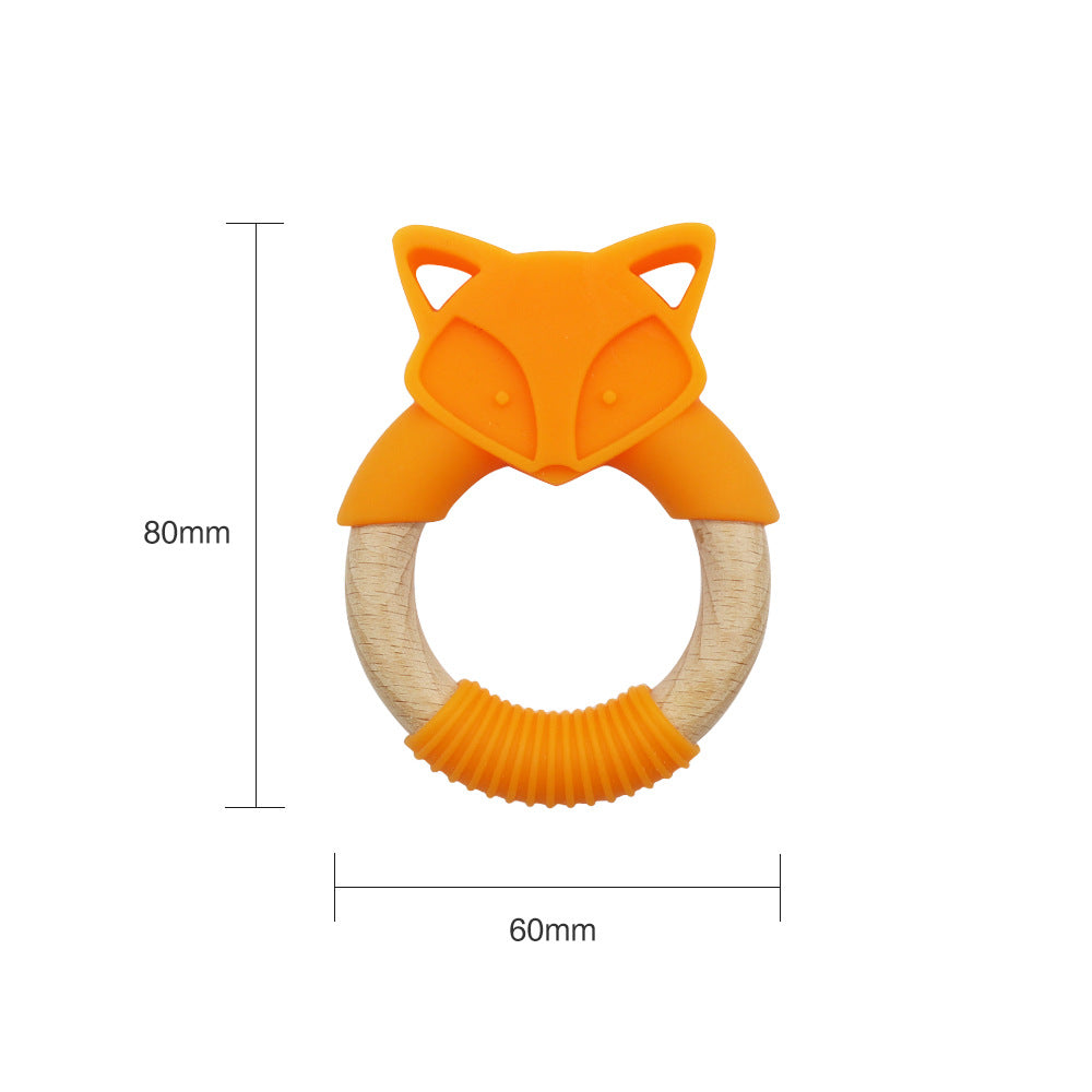 Fox Silicone and Wood Teether Ring 4
