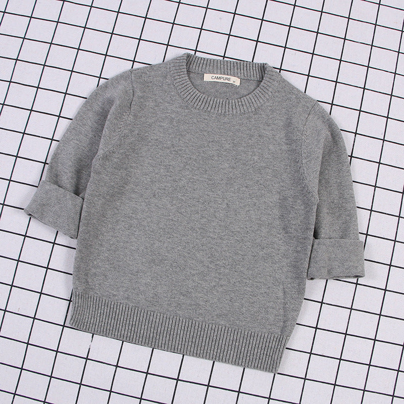 Kids' Solid Knit Crewneck Sweater - view 8