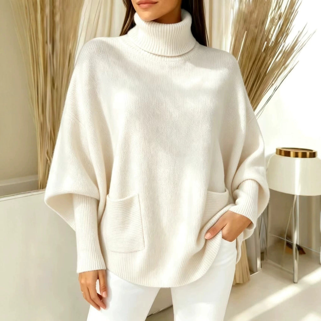Women's Batwing Turtleneck Poncho Sweater - view 5