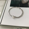Asymmetric Faux Pearl Chain Bracelet