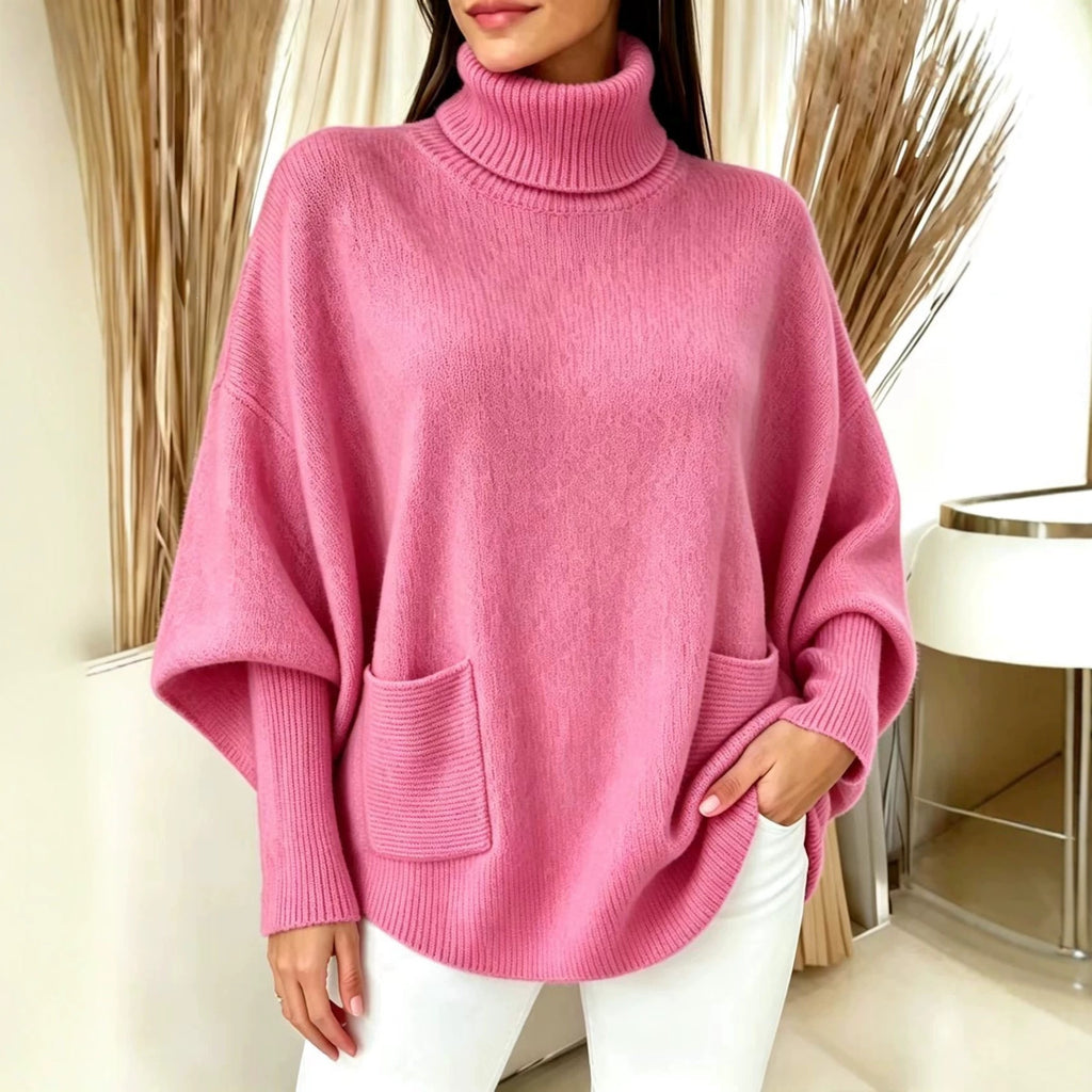 Women's Batwing Turtleneck Poncho Sweater - view 6