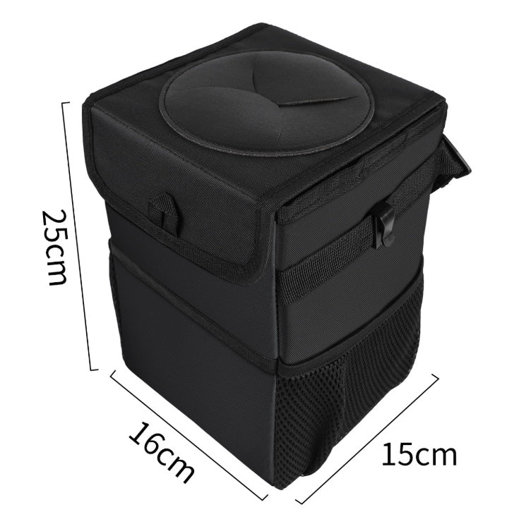 Hanging Car Trash Can with Lid and Pockets - view 3