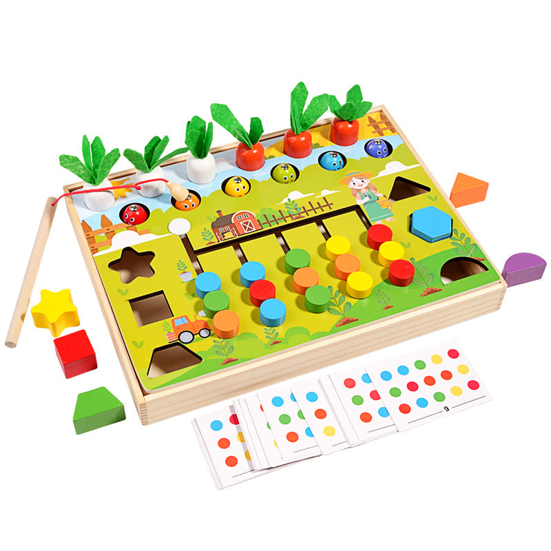 Wooden kids fishing game