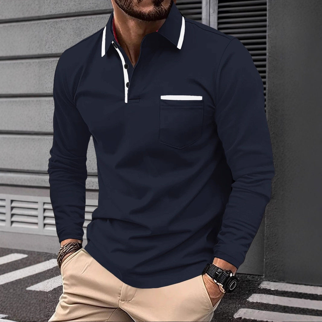 Men's Long Sleeve Polo Shirt with Pocket