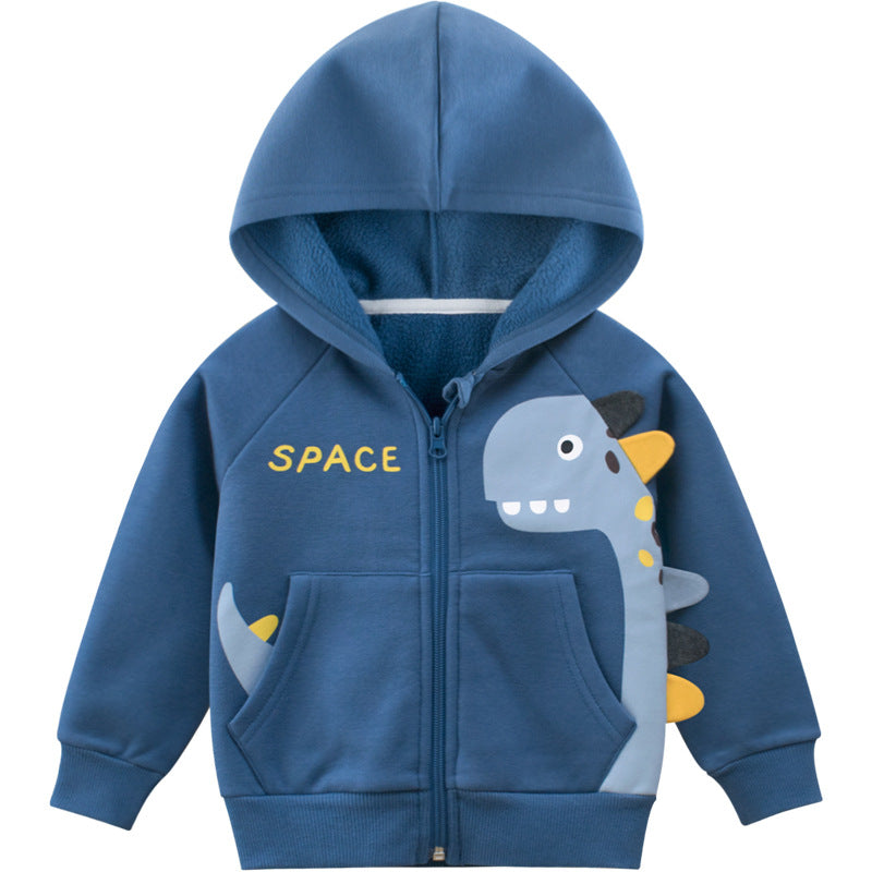 Kids' Dinosaur Fleece-Lined Zip Hoodie