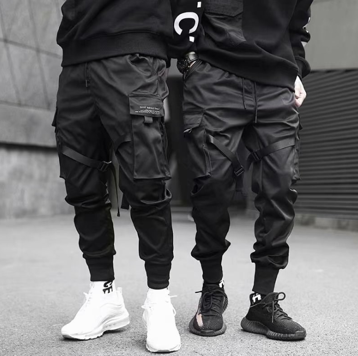 Men's Black Strap Cargo Joggers – view 3