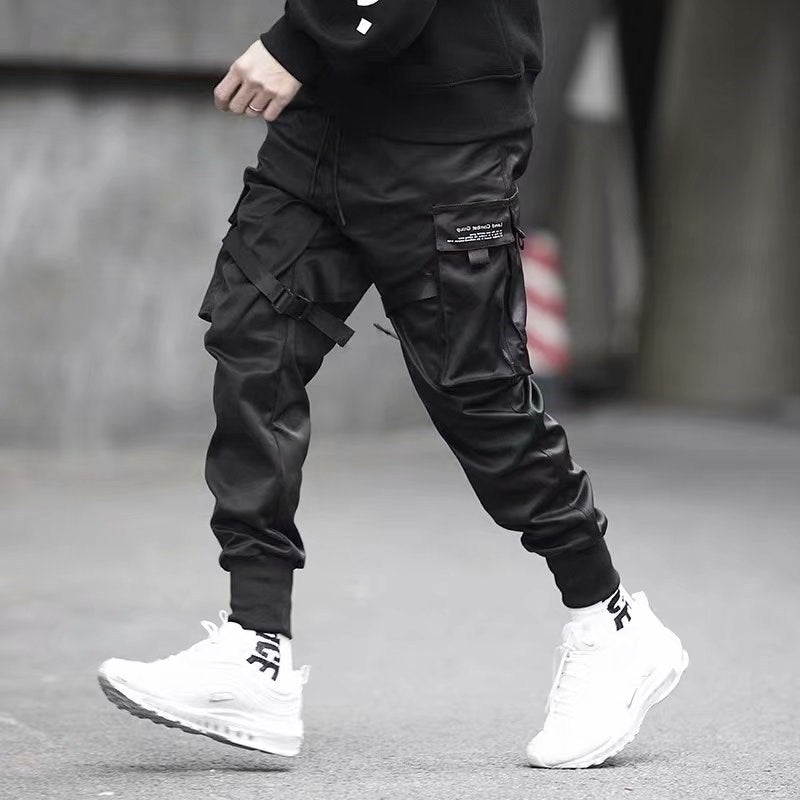 Men's Black Strap Cargo Joggers – view 5
