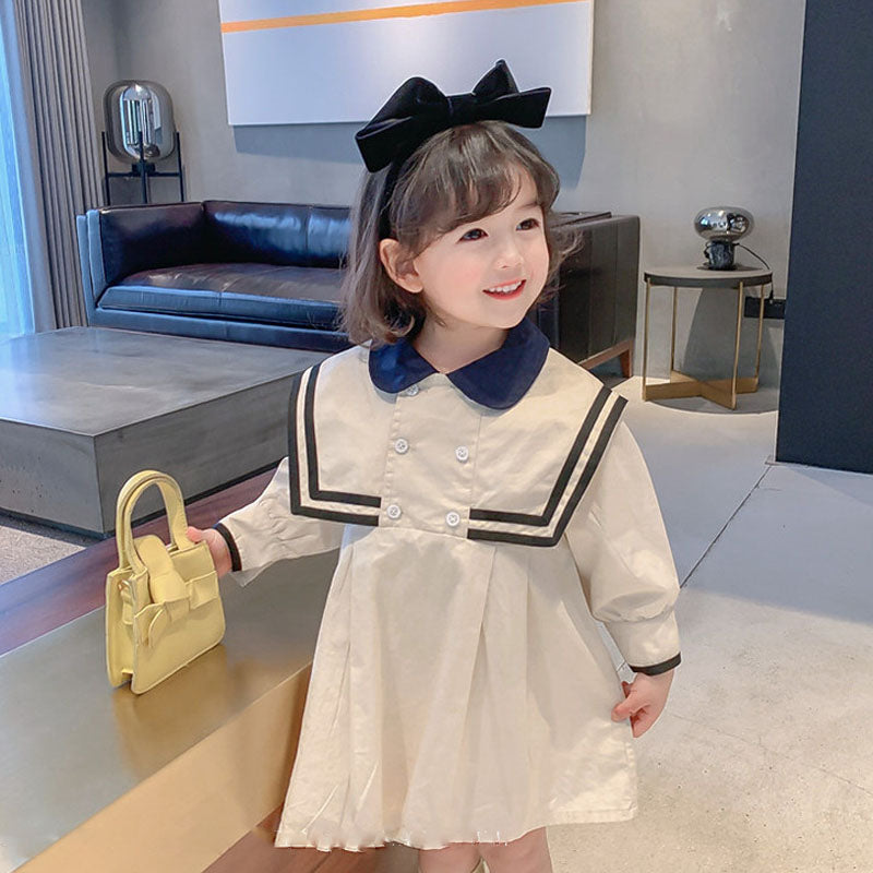 Girls' Sailor Collar Preppy Dress - view 4