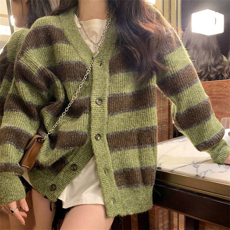 Women's Striped Knit Cardigan