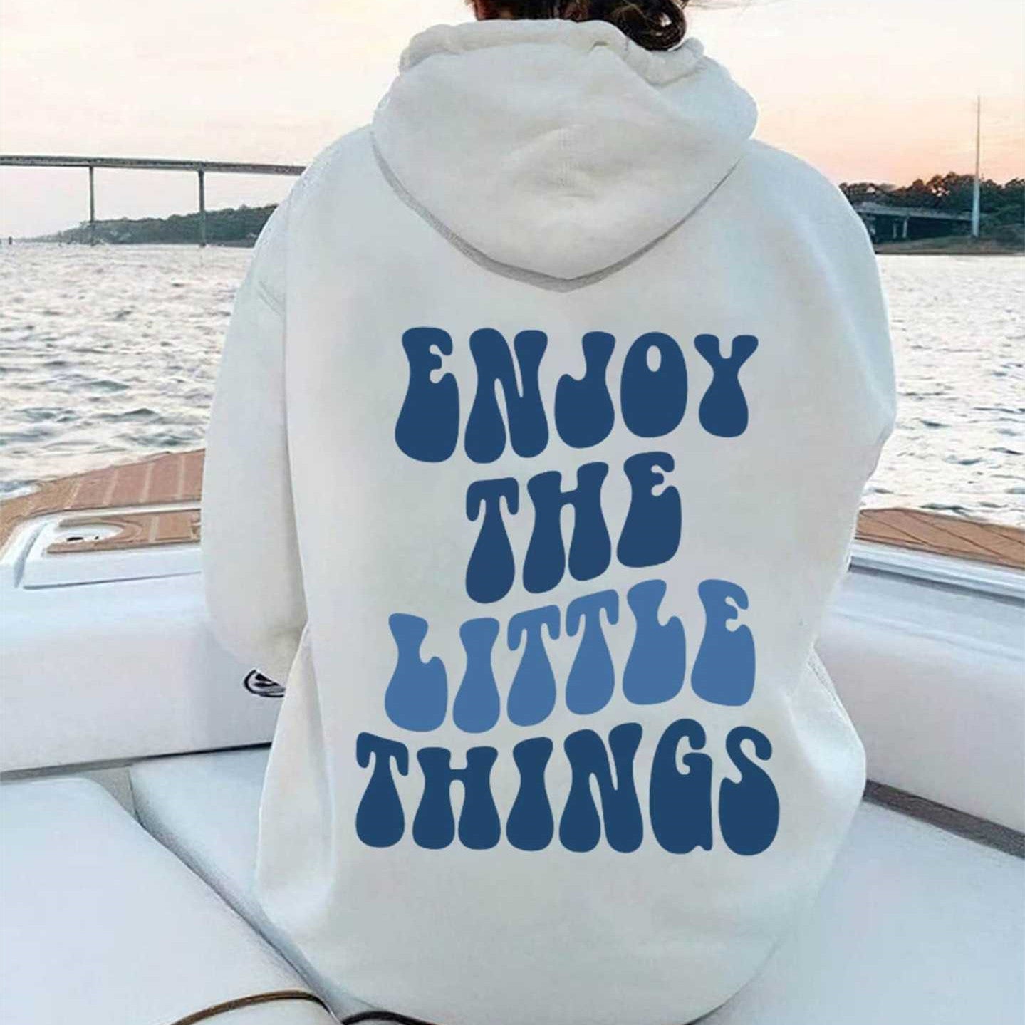 Enjoy the Little Things oversized hoodie in white