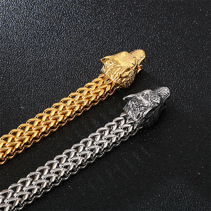 Stainless Steel Wolf Head Chain Bracelet - view 8