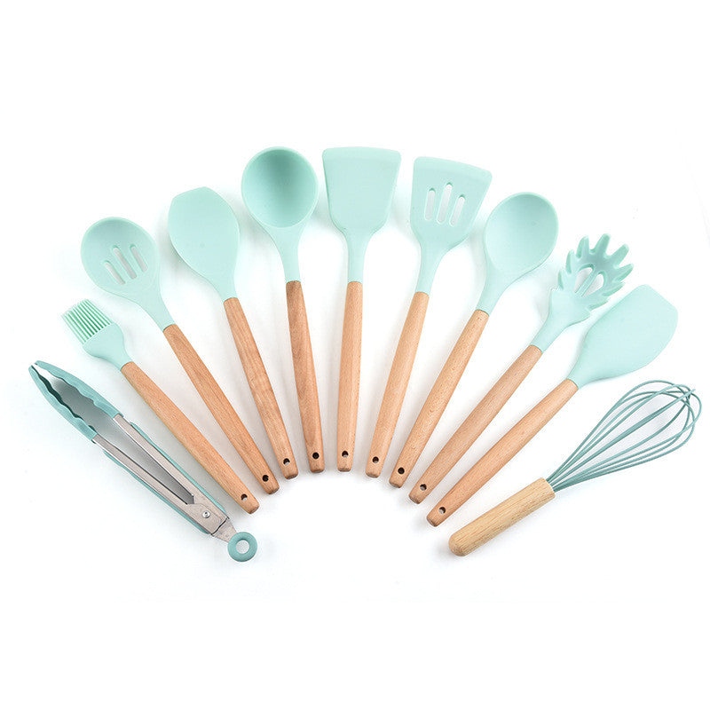 Silicone Kitchen Utensil Set with Wooden Handles, 11 Pieces - view 5