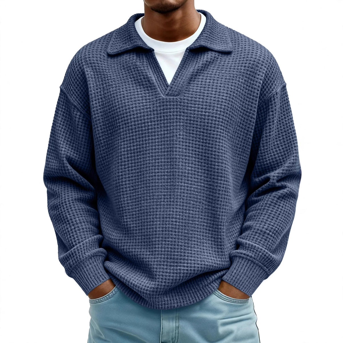 Men's Waffle-Knit Long Sleeve Polo - view 6