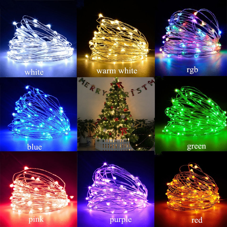 Silver wire LED fairy string lights – view 2